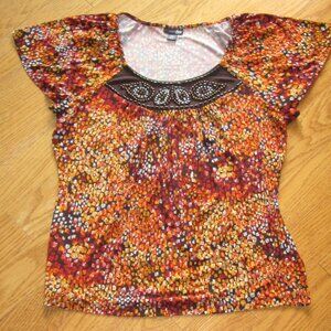 Women's East 5th Petite Short Sleeve Top with Beading Size PM